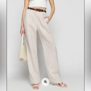 Reformation Mason Linen Pant in Oatmeal, size 0, like new.